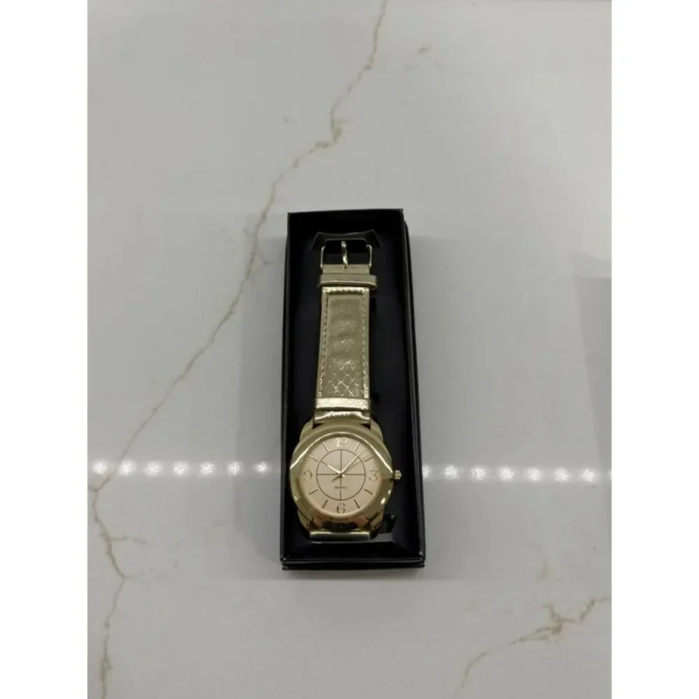 Vintage Avon Metallic Animal Print Watch Gold Tone NIB Untested